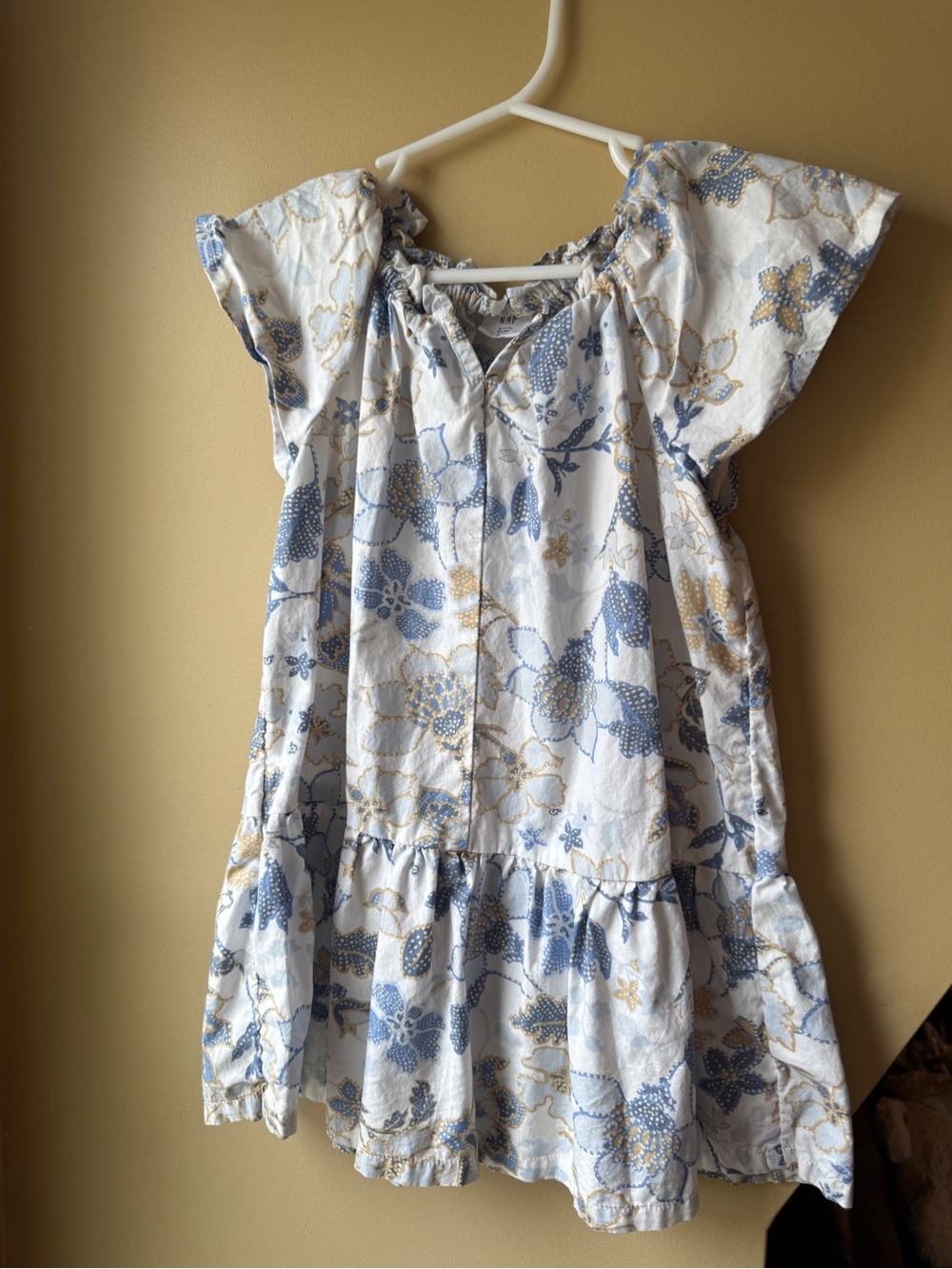 Baby Gap Floral Boho Dress | 3T | Blue Neutral Flutter Sleeve Dress